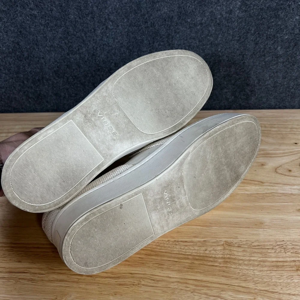 Vince Warren Woven Platform Slip On Sneakers Mens 9.5 Cream Off White Flatform